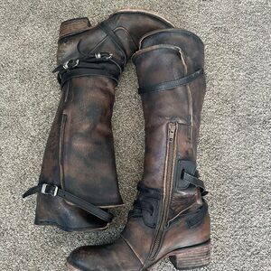 Freebird by Steven Black and Brown Leather Moto Boots